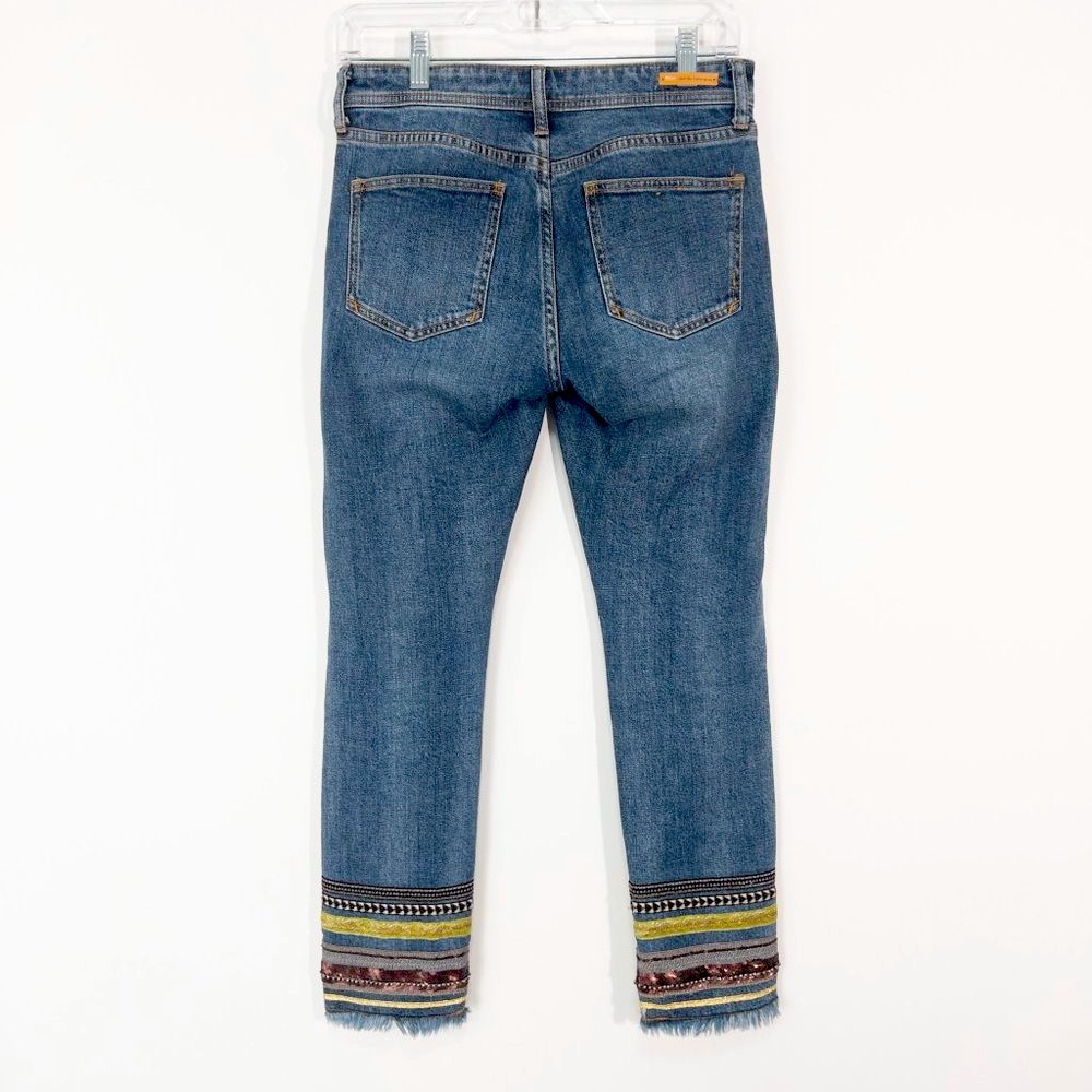 Pilcro And The Letterpress Mid-Rise Embroidered Jeans Size 25 Slim Straight - Picture 3 of 6
